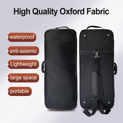 Yinfente Double Violin Case 4/4 Full Size Wooden Oblong Double Viola Box Adjustable Backstrap, Four Bow Holders (Black)