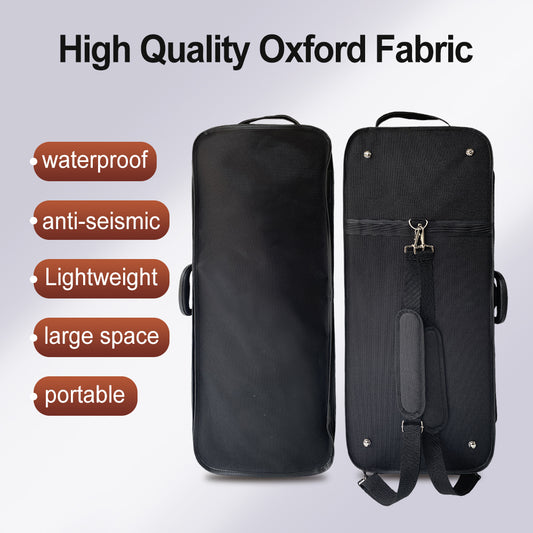 Yinfente Double Violin Case 4/4 Full Size Wooden Oblong Double Viola Box Adjustable Backstrap, Four Bow Holders (Black)