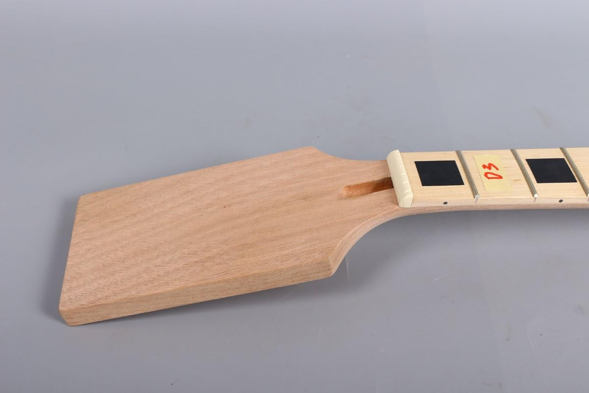 Electric Guitar Neck Replacement 22 Fret 24.75 Inch DIY Guitar Paddle Head Maple Mahogany Wood