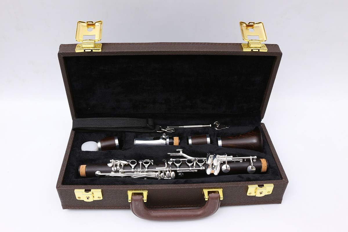 Professional Clarinet Eb Ebony Wood E Key Silver Plate with Case + Reeds + Pads