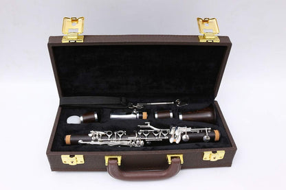 Professional Clarinet Eb Ebony Wood E Key Silver Plate with Case + Reeds + Pads