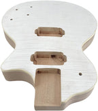 Electric Guitar Body Unfinished Mahogany +Maple Top +Flame Maple Veneer Bolt on DIY Guitar Body Blank HH Hamburger Pickup