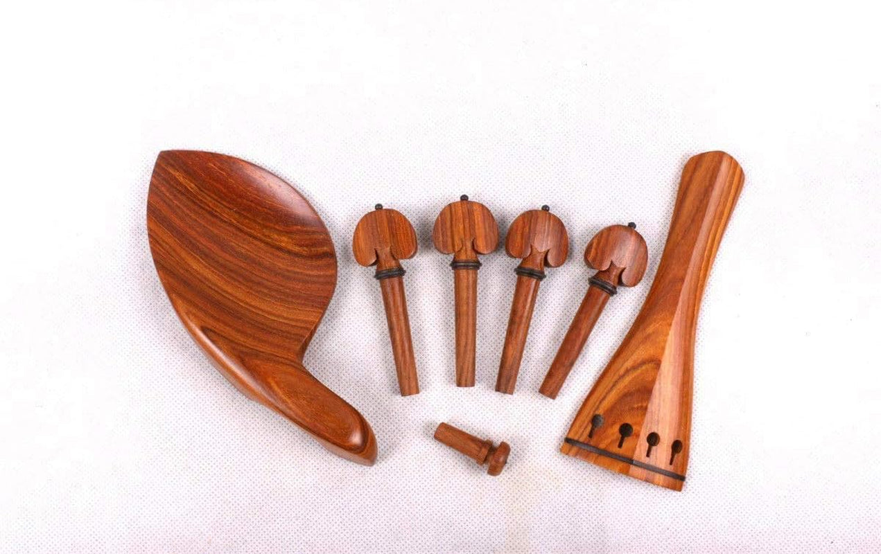 4/4 Violin Kit Full Size Violin Accessories Rosewood Violin Peg Tailpiece Chin Rest End Pin (4/4)