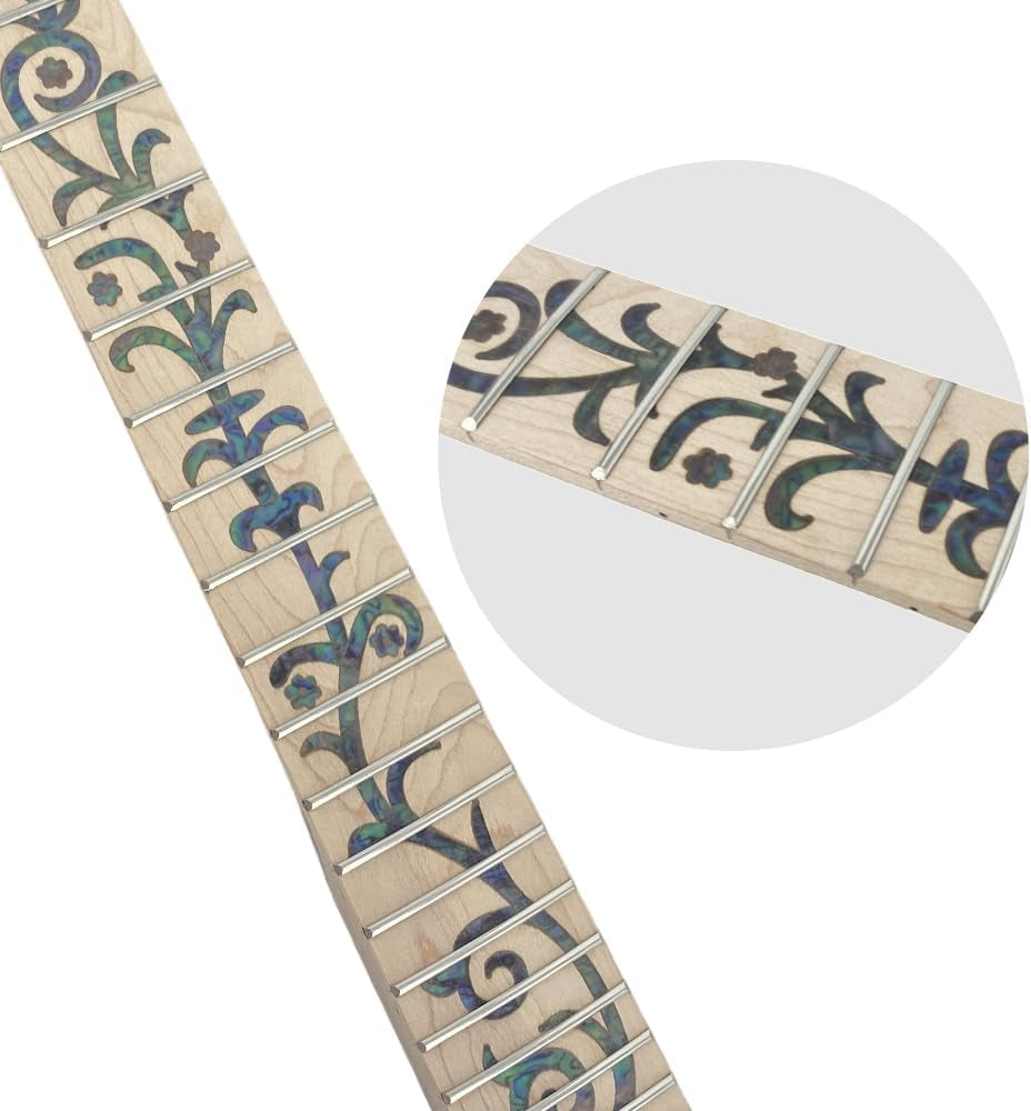 DIY Electric Guitar Neck for Replacement - Maple Fretboard 22 Fret 25.5 Inch without Binding Bolt on Heel Vine Inlay