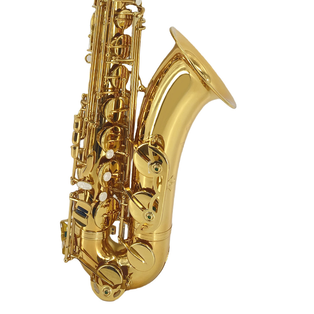 Yinfente Tenor Saxophone Complete Kit W/Case, Mouthpiece, 10Pc Reeds, Professional B Flat Tenor Sax, Gold Brass Lacquer, Rich, Warm Tone for Jazz & Classical, Ideal for Students to Pros（Golden）