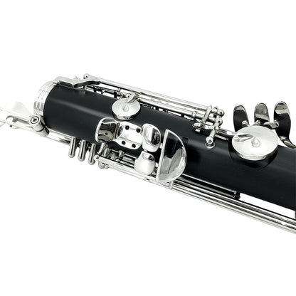 Yinfente Professional Bass Clarinet Low C Silver Nickel Plated Keys with Case Rich Sound Musical Instrument Student Clarinet (Low C)