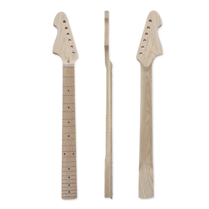 Yinfente Reverse Electric Guitar Neck 22Fret 25.5Inch Maple Fretboard Dot Inlay Bolt on Left Hand Guitar Neck Replacement Unfinished