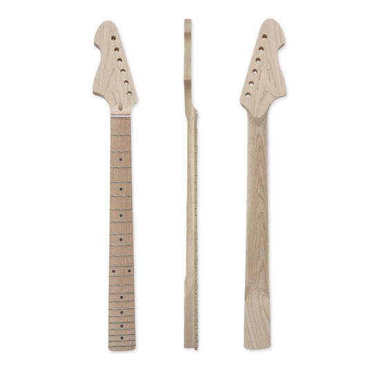 Yinfente Reverse Electric Guitar Neck 22Fret 25.5Inch Maple Fretboard Dot Inlay Bolt on Left Hand Guitar Neck Replacement Unfinished
