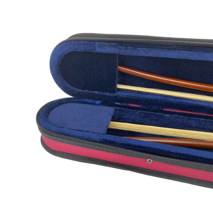 Yinfente Double Bass Bow Case for 2 Pcs German/French Style Bow Lightweight Sturdy Bass Bow Case with Shoulder Strap (Red)