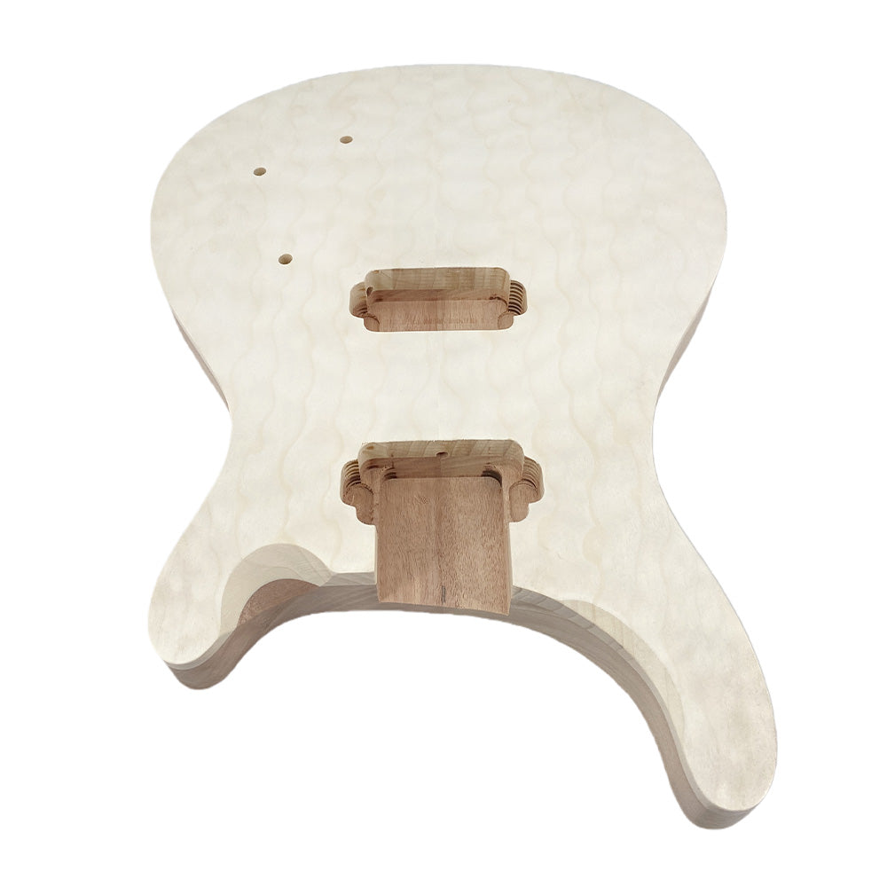 Yinfente Quilted Maple Guitar Body Mahogany Wood Set In Heel Maple Cap HH Pickups Parts