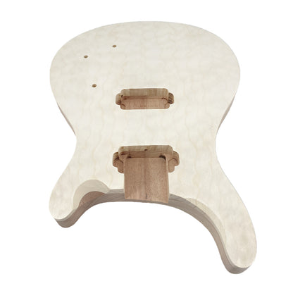 Yinfente Quilted Maple Guitar Body Mahogany Wood Set In Heel Maple Cap HH Pickups Parts