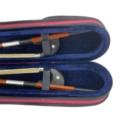 Yinfente Double Bass Bow Case for 2 Pcs German/French Style Bow Lightweight Sturdy Bass Bow Case with Shoulder Strap (Red)