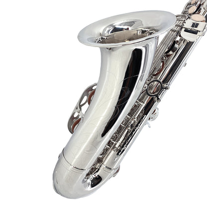 Yinfente Bb Tenor Saxophone Professional Beginner Kit B Flat Sax Complete Set with Case Reeds Cleaning Cloth Neck Straps Mouthpiece Silver