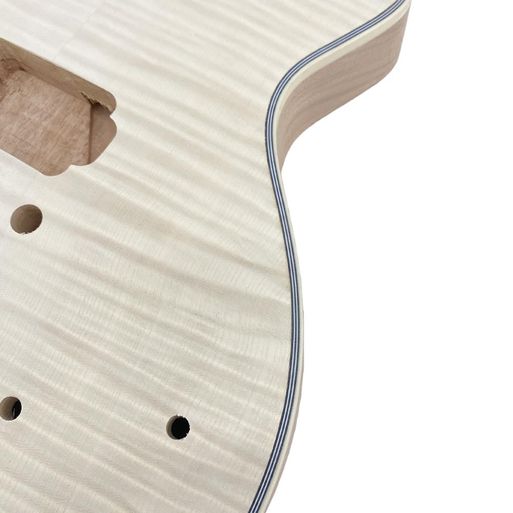 Yinfente Electric Guitar Body unfinished with Binding Flame Maple veneer for DIY H-H style Bolt on