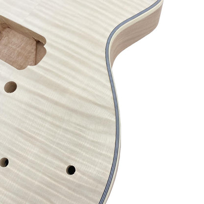 Yinfente Electric Guitar Body unfinished with Binding Flame Maple veneer for DIY H-H style Bolt on