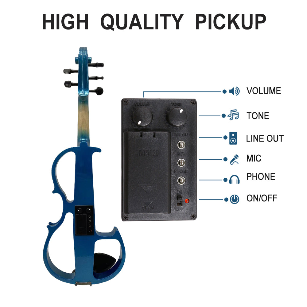 Yinfente 16inch Silent Electric Viola Solid Wood 5 String With Ebony Fittings&Hard Case& Brazilwood Bow