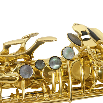 Yinfente Alto Saxophone Eb Gold Lacquer Finish Complete Starter Kit with Case Reeds for Entry & Intermediate Musicians or Beginners