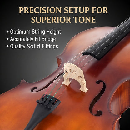 Yinfente 1/4 Cello for Beginner Student and Adult 4-String Acoustic Cello kit with Brazilwood Bow Soft Bag Rosin and Bridge