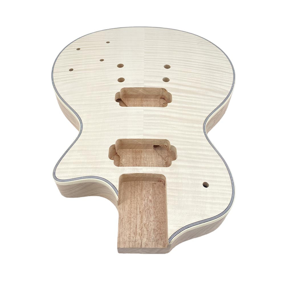Yinfente Electric Guitar Body unfinished with Binding Flame Maple veneer for DIY H-H style Bolt on