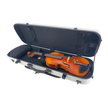 Yinfente 4/4 New Violin Case Carbon Fiber Violin Box Oblong Case Strong Light Full Size Music Sheet Bag (White)