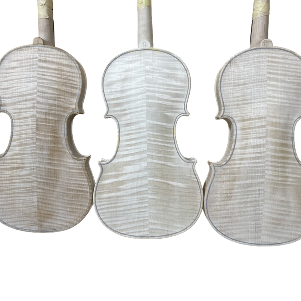 Yinfente Handmade 4/4 size Violin with Flame Maple Back white Unfinished