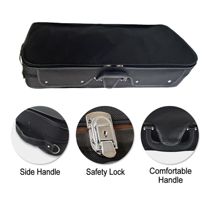 Yinfente Double Violin Case 4/4 Full Size Wooden Oblong Double Viola Box Adjustable Backstrap, Four Bow Holders (Black)