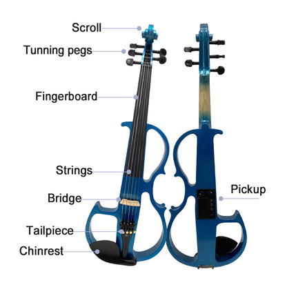 Yinfente 16inch Silent Electric Viola Solid Wood 5 String With Ebony Fittings&Hard Case& Brazilwood Bow