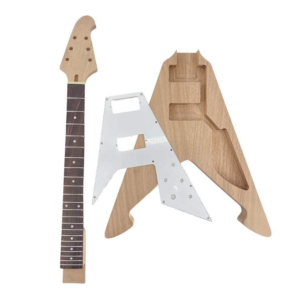 Yinfente New Guitar Kit Guitar Neck 22Fret 24.75 Inch Mahogany Guitar Body Dot Inlay Set in Rosewood Fretboard (Dot Inlay)