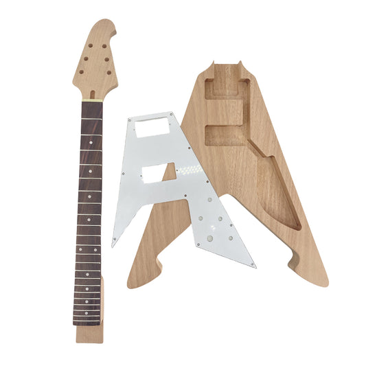 Yinfente New Guitar Kit Guitar Neck 22Fret 24.75 Inch Mahogany Guitar Body Dot Inlay Set in Rosewood Fretboard (Dot Inlay)