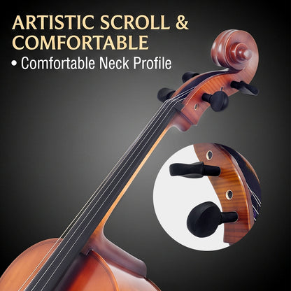 Yinfente 1/4 Cello for Beginner Student and Adult 4-String Acoustic Cello kit with Brazilwood Bow Soft Bag Rosin and Bridge