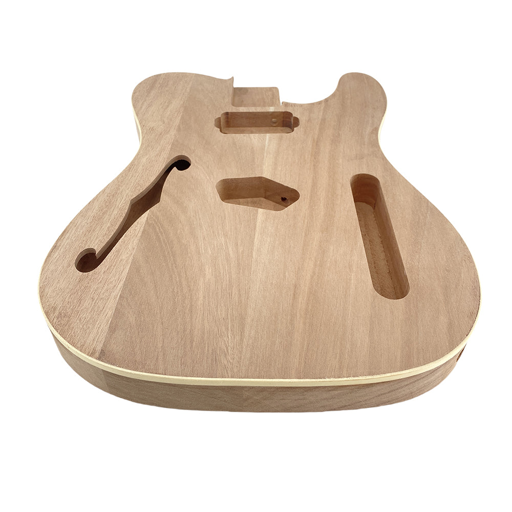 Yinfente 1pcs Semi-hollow Mahogany Guitar Body T-Style with Binding F-hole Unfinished