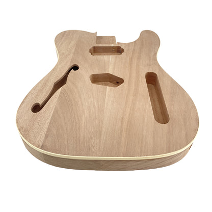 Yinfente 1pcs Semi-hollow Mahogany Guitar Body T-Style with Binding F-hole Unfinished