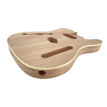 Yinfente 1pcs Semi-hollow Mahogany Guitar Body T-Style with Binding F-hole Unfinished
