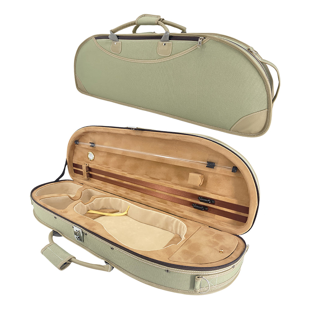 Violin Case 4/4 Full Size Nylon Oxford Lightweight Box Adjustable Shoulder Straps Travel Violin Case Bag (Pea Green)