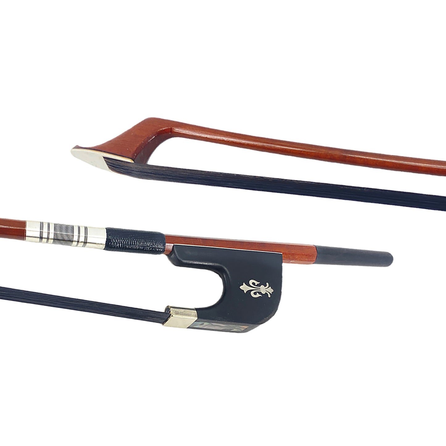 Yinfente 1/2 Upright Bass Bow Advance Brazilwood Germany Bows Ebony Frog Natural Bow Hair Pearl Inlay Half Size