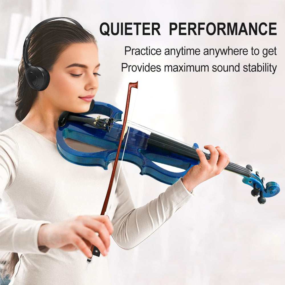 Yinfente 16inch Silent Electric Viola Solid Wood 5 String With Ebony Fittings&Hard Case& Brazilwood Bow