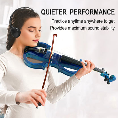 Yinfente 16inch Silent Electric Viola Solid Wood 5 String With Ebony Fittings&Hard Case& Brazilwood Bow