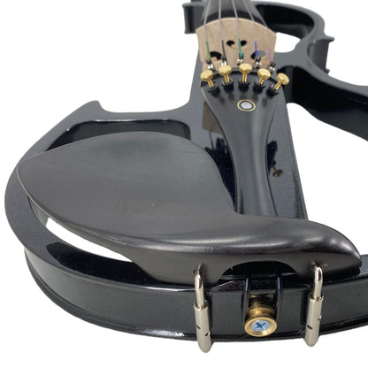 Yinfente 16Inch Silent Electric Viola Solid Wood 5 String with Ebony Fittings Hard Case Brazilwood Bow AUX Cable Cleaning Cloth Extra Strings Shoulder Rest Black FCGDA