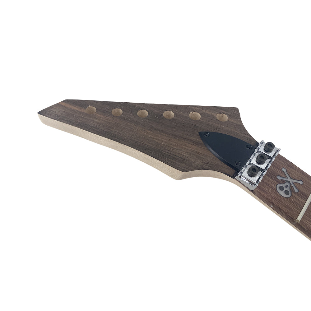 Yinfente Guitar Neck 24Fret 25.5Inch Reversed Head Maple Wood Bolt on Heel Shark Fin Inlay DIY Guitar