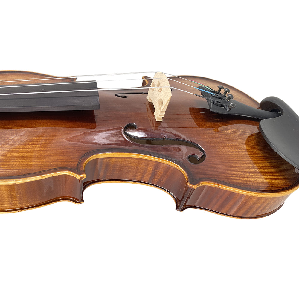 Violin 4/4 Full Set for Beginners, Adults, Students, Aged Spruce Maple Solid Wood Fiddle, Ebony Fittings with Hard Case, Shoulder Rest, Bow, Extra Strings (Dark Brown, 4/4 Full Size)