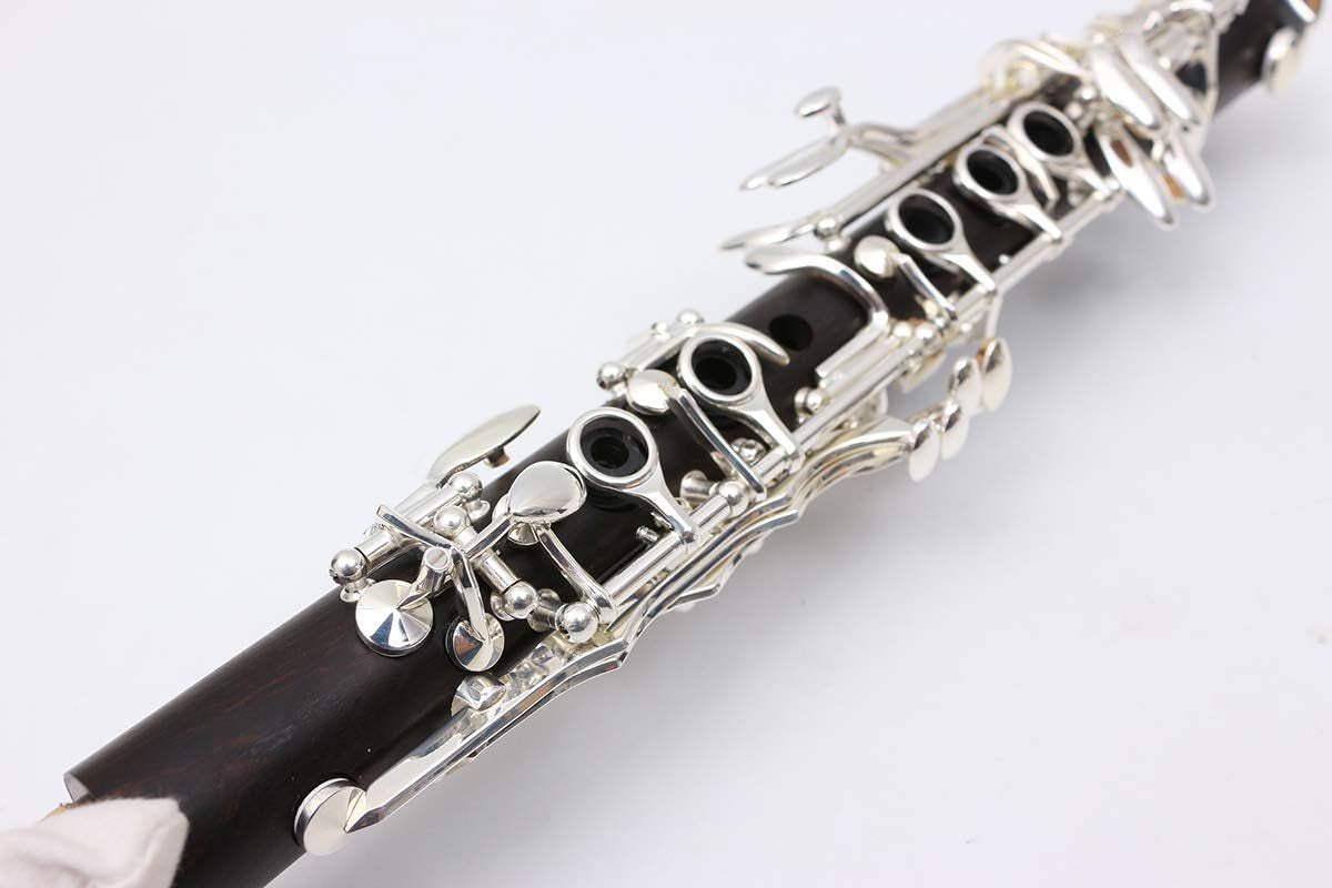 Professional Clarinet Eb Ebony Wood E Key Silver Plate with Case + Reeds + Pads
