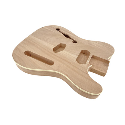 Yinfente 1pcs Semi-hollow Mahogany Guitar Body T-Style with Binding F-hole Unfinished