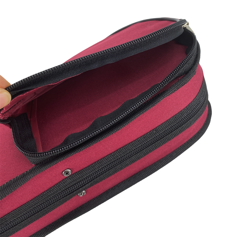 Yinfente Double Bass Bow Case for 2 Pcs German/French Style Bow Lightweight Sturdy Bass Bow Case with Shoulder Strap (Red)