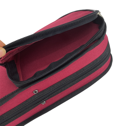 Yinfente Double Bass Bow Case for 2 Pcs German/French Style Bow Lightweight Sturdy Bass Bow Case with Shoulder Strap (Red)
