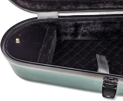 Viola Case 16 Inch, Carbon Fiber Hard Viola Case Backpack, Adjustable Neck Pad for Sizes 15-16.5 Inches, Thickened Lining, Built-In Hygrometer, with Sturdy Handle (Green)