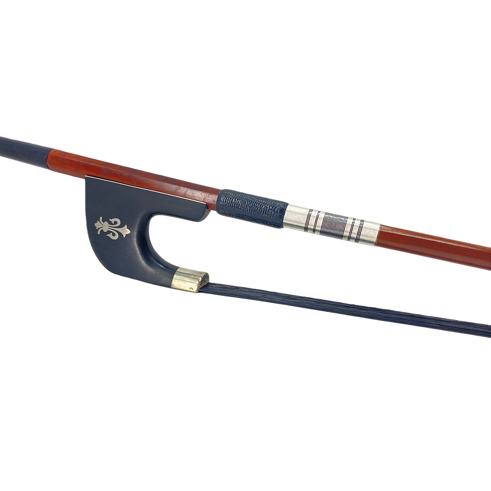 Yinfente 1/2 Upright Bass Bow Advance Brazilwood Germany Bows Ebony Frog Natural Bow Hair Pearl Inlay Half Size