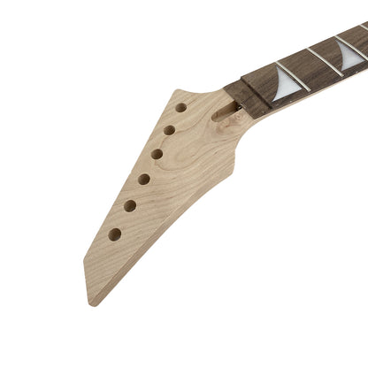 Yinfente Maple Guitar Neck 24Fret 25.5Inch Rosewood Fretboard Shark Fin Inlay Bolt One Heel Reversed Head