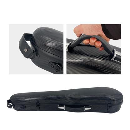 Triangle 1.95Kg Violin Case 4/4 Full Size Carbon Fiber Strong Bag 150Kg Pressure Full Size with Adjustable Backstrap Two Bow Holder（Black）