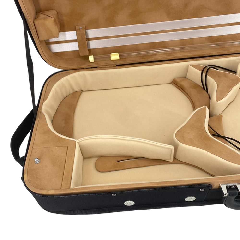 Yinfente Oblong Wooden Double Full Size Violin Case Viola Case for 15-16.5Inch with Adjustable Backstrap Four Bow Holders Thinck Padding