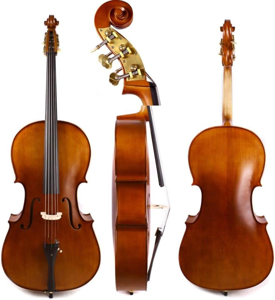 5 String Cello 4/4 Hand Made Cello Maple Spruce Ebony Cello Fittings Metal Cello Pegs with Cello Bag Bow